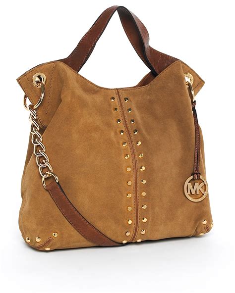 brown michael kors shoulder bag|brown suede michael kors handbags.